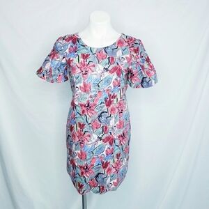 Zara Trafaluc Floral Tie Back Mini Dress Flutter Sleeves